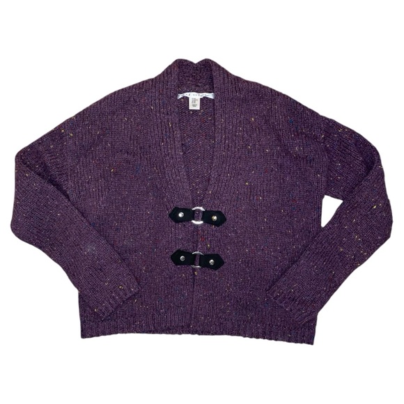 Max Studio Sweaters - Max Studio Purple Wool Cardigan with Snap Buckles